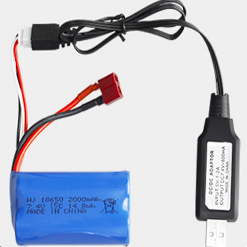 Batería lithium 7,4V 2000mAh 15C enchufe T para WLtoys RC