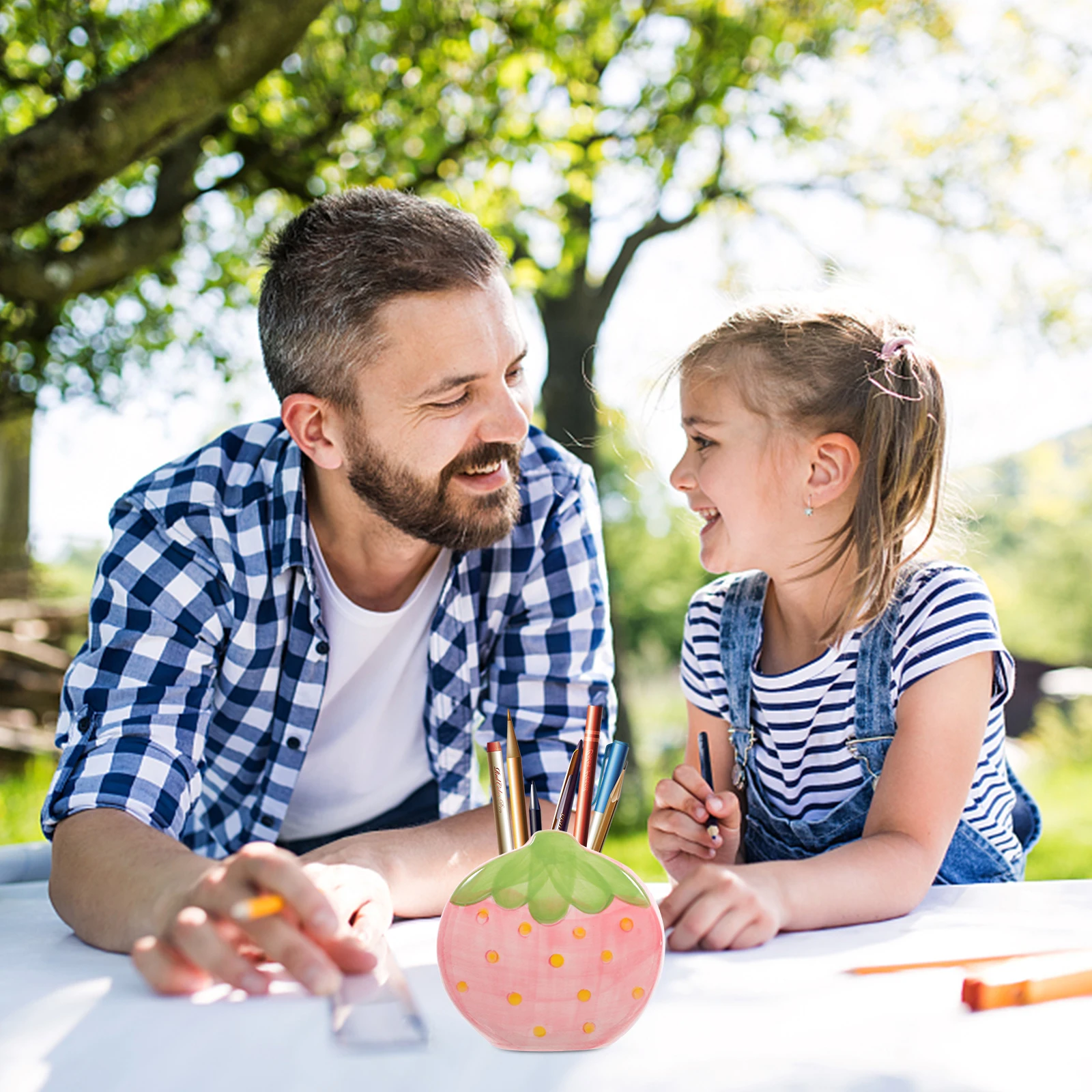 

Strawberry Pen Organizer Smooth Ceramic Surface Versatile and Safe for Home Office Bookstore and More Desktop Uses