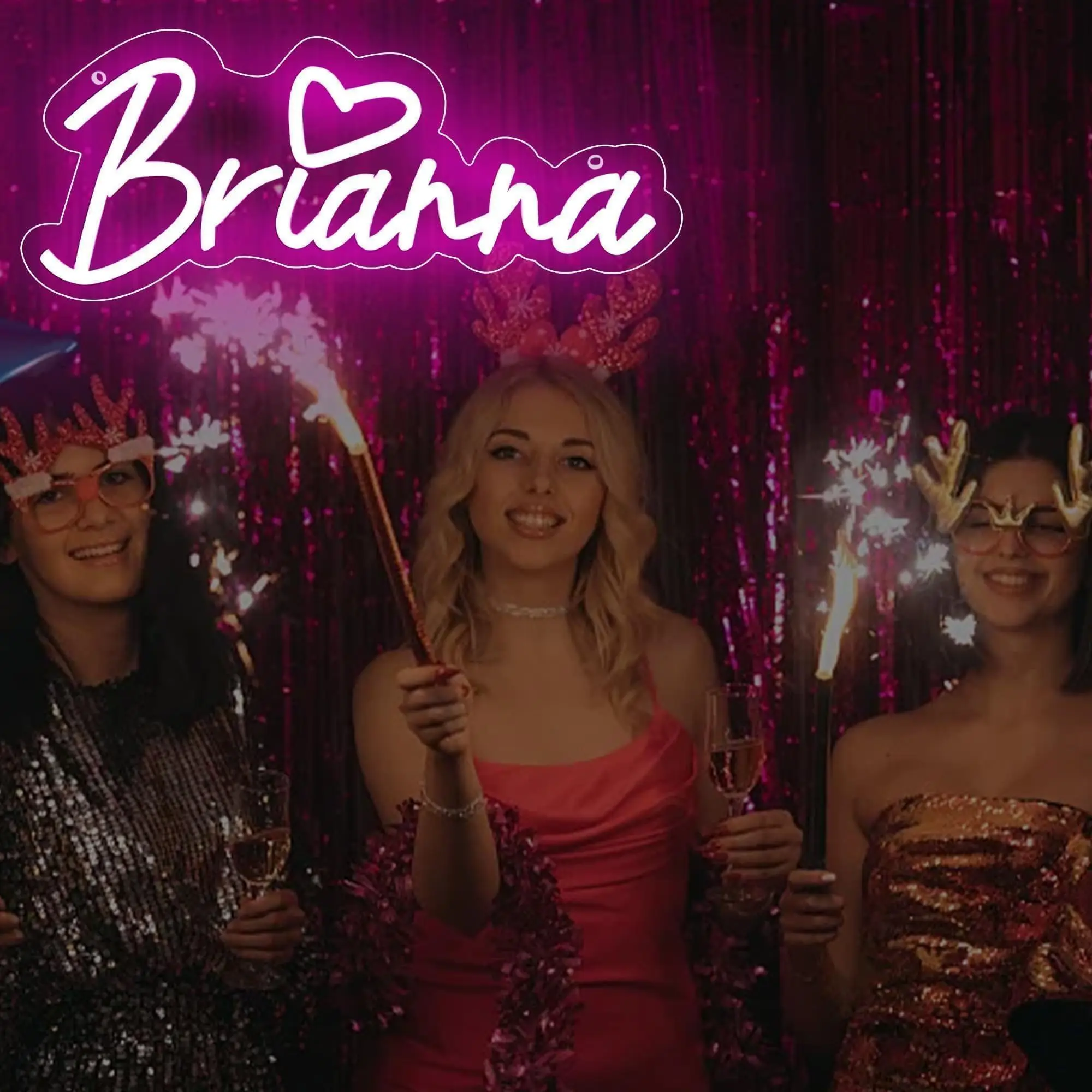 Светящийся светодиодный неон Brianna's — простой прозрачный акриловый дизайн с регулируемой яркостью от USB для спален игровых комнат вечеринок настенного Фото №5