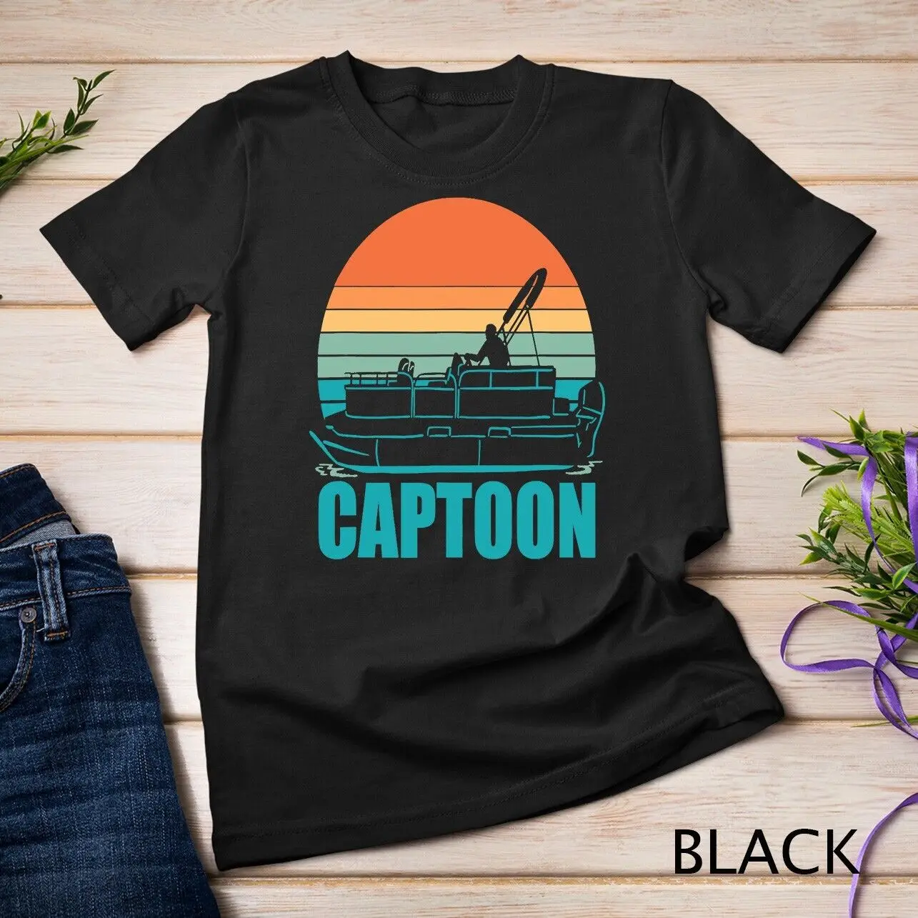 Funny Boating Captoon Pontoon Tritoon Captain Pontoon Boat Unisex T-shirt