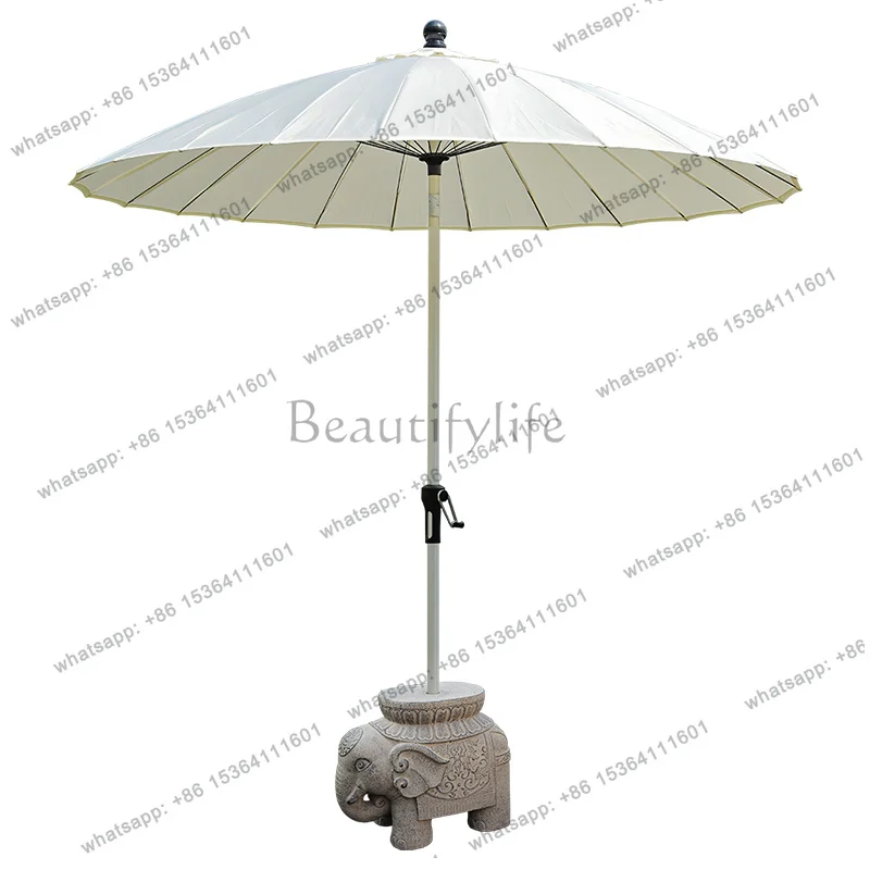 Factory Direct Garden Parasol New Chinese Penthouse Outdoor Rain And Sunshine Round White Sun Umbrella