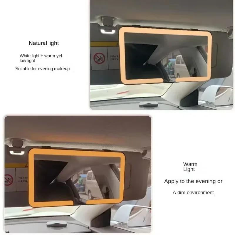 Led Light Mode Stepless Dimming Car Vanity Mirror Sun Visor Vanity Mirror Convenient Rechargeable Touch Sensor Vanity Mirror