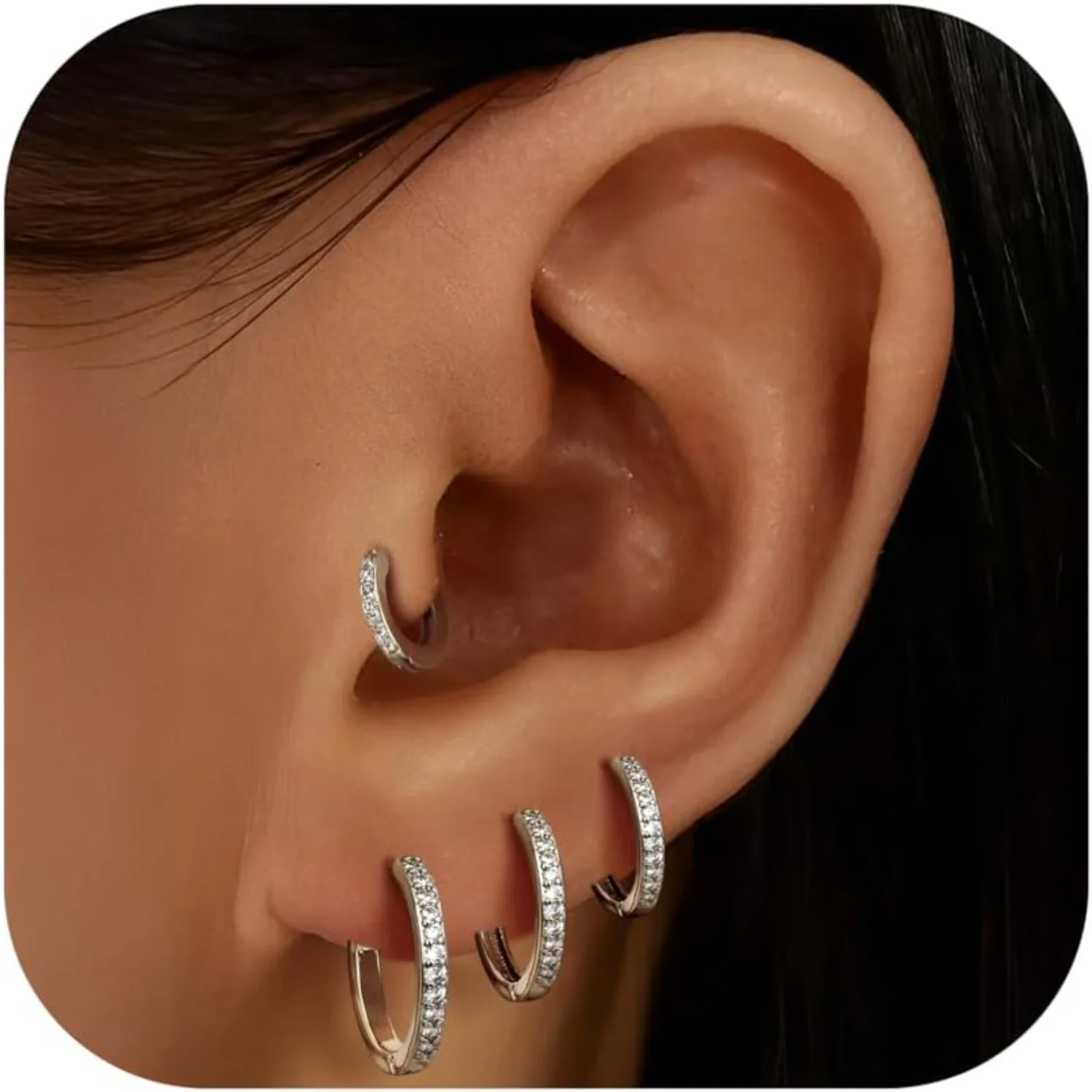 

Bobisty 4Pairs Small Hoop Earrings for Women Mens CZ Mini Hoop Earrings Hypoallergenic Cartilage Sleeper Earrings Piercing