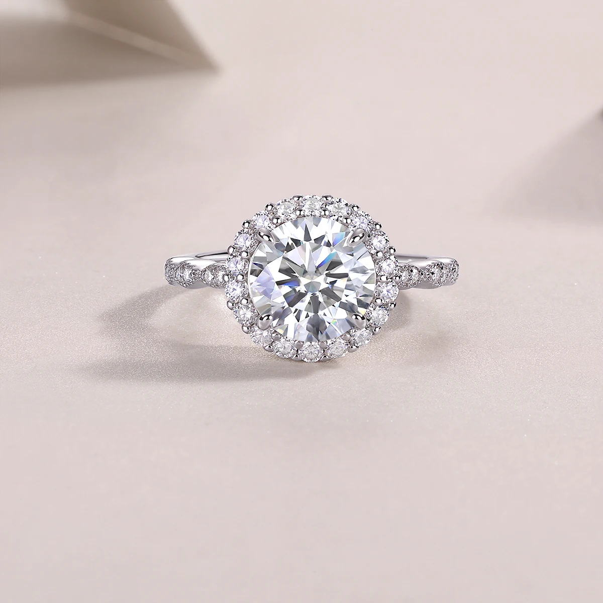 

3ct D Color Moissanite Halo Engagement Ring Women 925 Sterling Silver Full Mosan Diamond Wedding Rings