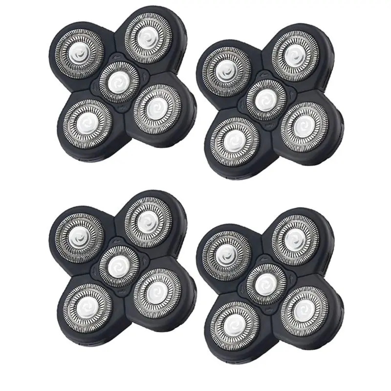 ABJI-4PCS Replacement Shaver Head Electric Shaver 5D Independently 5 Cutter Floating Head Stainless Steel Shaver Blade