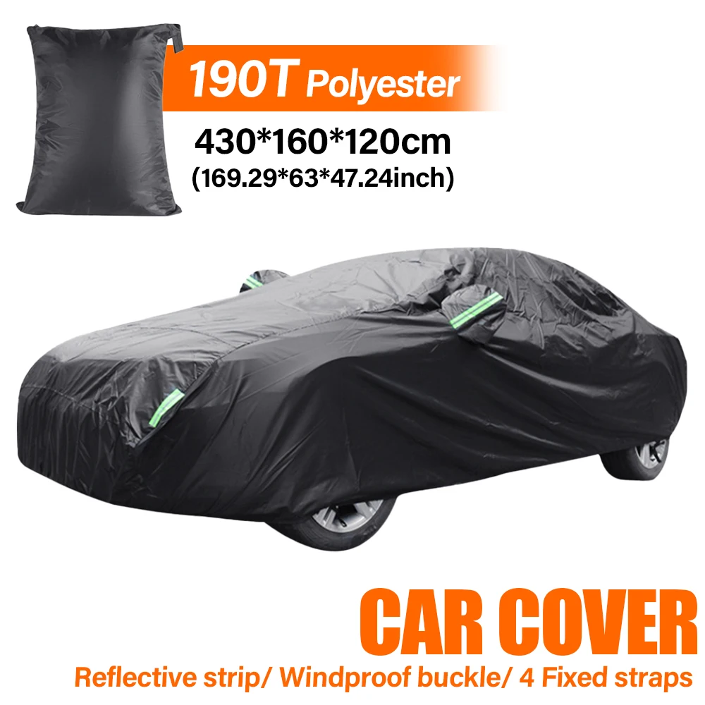 

430*160*120CM Car Cover Regular Sedan SUV model 190T Material Reflective Strip Sun Protection Waterproof Dust-proof All-Weather