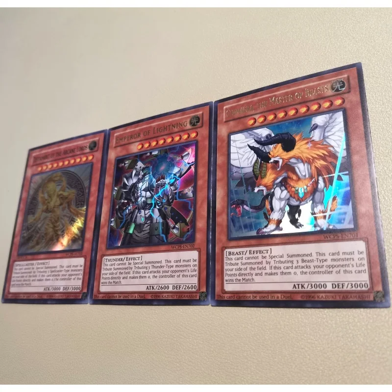 3 sztuki / zestaw kart Yugioh The 5th WCS World Championship 2007 Emperor Of Lightning Self Made Anime Game Collection DIY Flash Cards