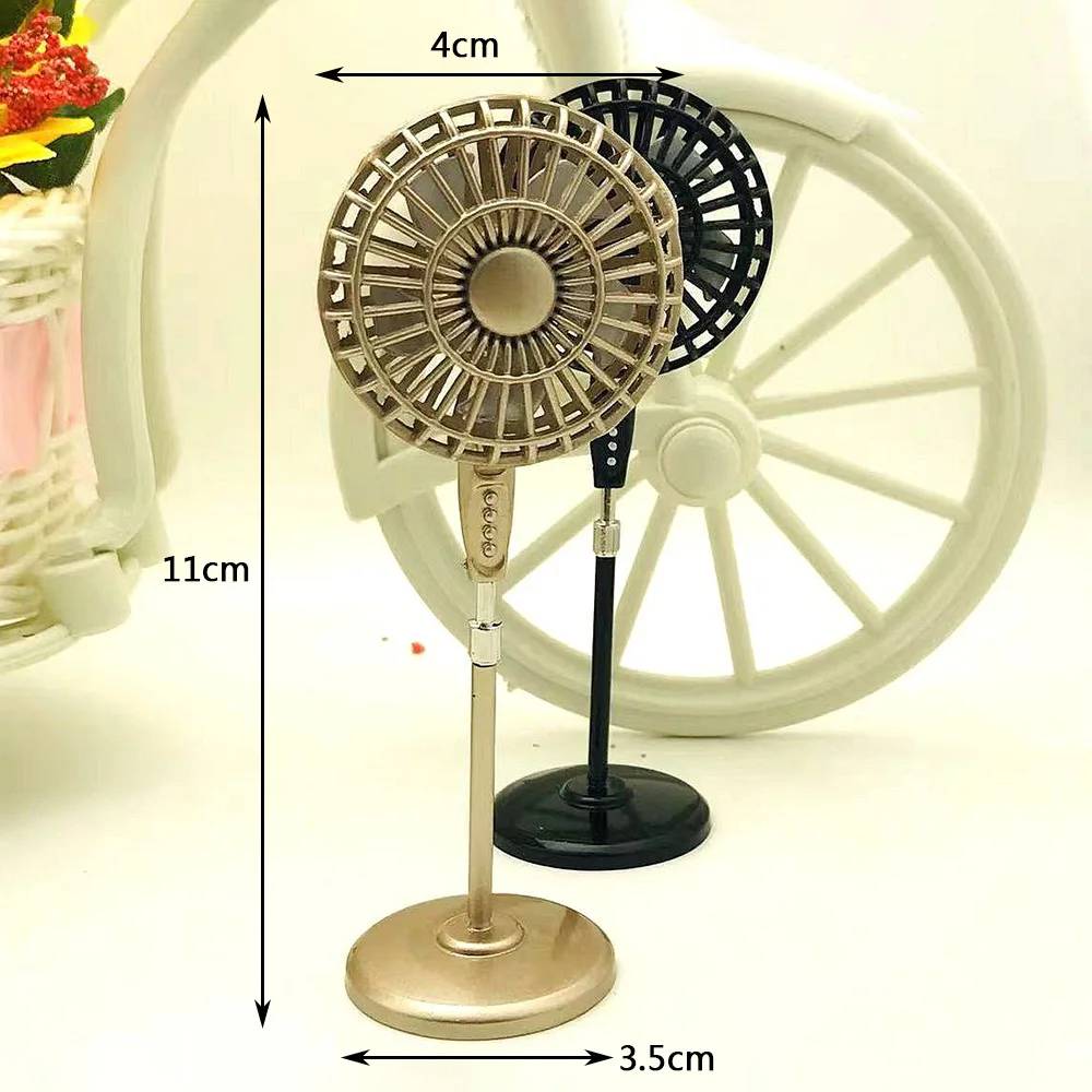 Chzimade Mini Vertical Electric Fan Dollhouse Miniature Appliances Furniture Fan Model Rotatable Simulation for Doll Home Decor