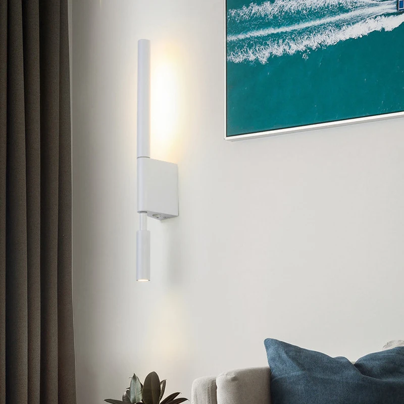 Lâmpadas LED de parede modernas com interruptor, candeeiro para cabeceira, sala, quarto, hotel, holofotes de rotação dobráveis, luz de leitura