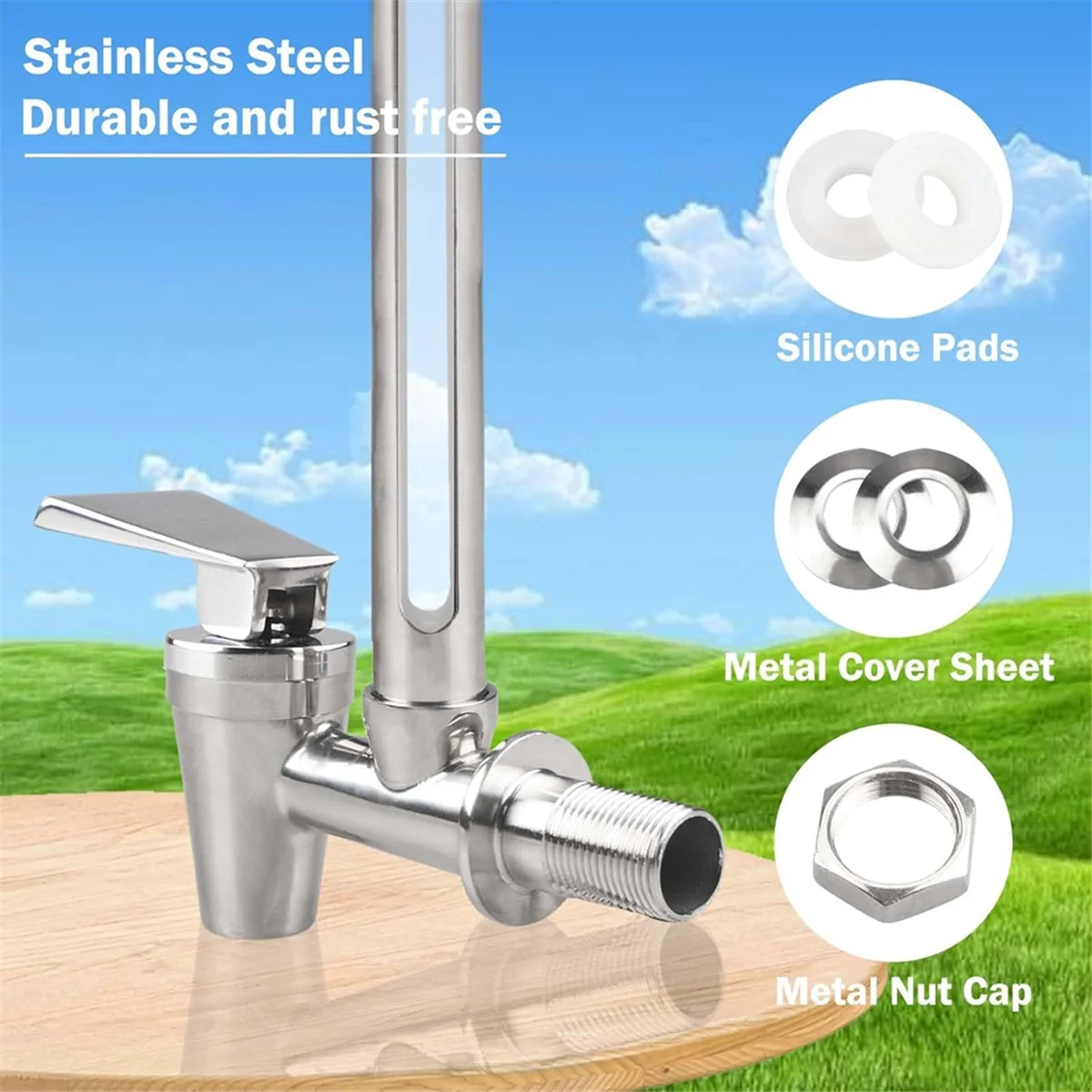 حنفية زجاجية عالية الجودة مقاس 10 بوصة من الفولاذ المقاوم للصدأ مع مستوى مائي ذو رؤية واضحة متوافق مع Berkey and Waterdrop