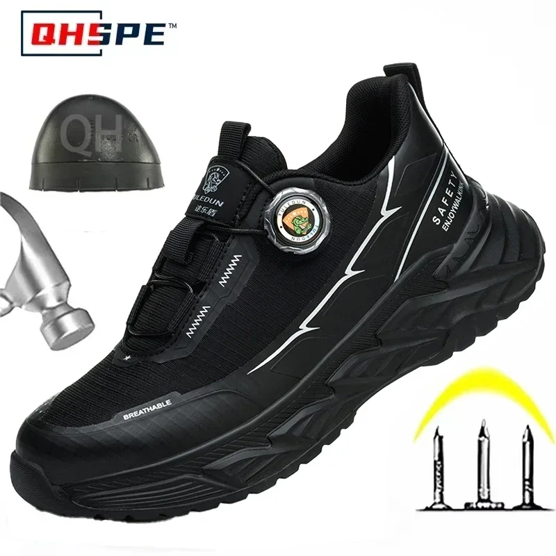 Men All Season Steel Toe Safety Shoes Mesh Breathable Anti Slip Puncture Proof Cushioned Comfort Work Boots