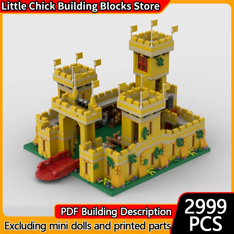 

Средневековый замок, модель MOC, строительные кирпичи, желтый роскошный замок, модульная технология, подарки, праздник, сборка, детские игрушки, костюм