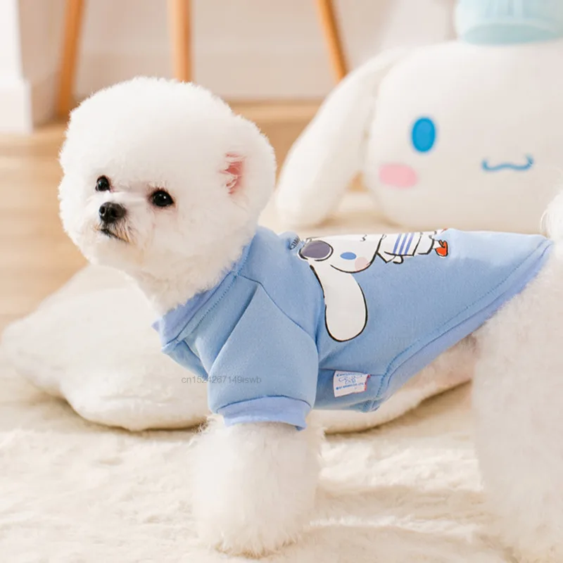 Sanrio Hello Kitty Cinnamoroll Cotton Fleece Dog Clothes Kawaii Soft Pet Costume Teddy Bichon Cats Clothes For Spring Summer