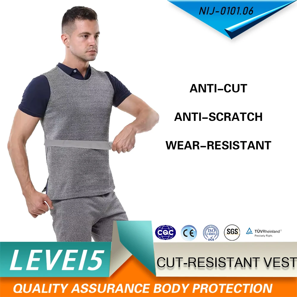 Summer Level 5 T-Shirt Thin Breathable Soft Invisible Outdoor Self-Defense Anti-Cut Anti-Stab Anti-Slash Tactical Clothing