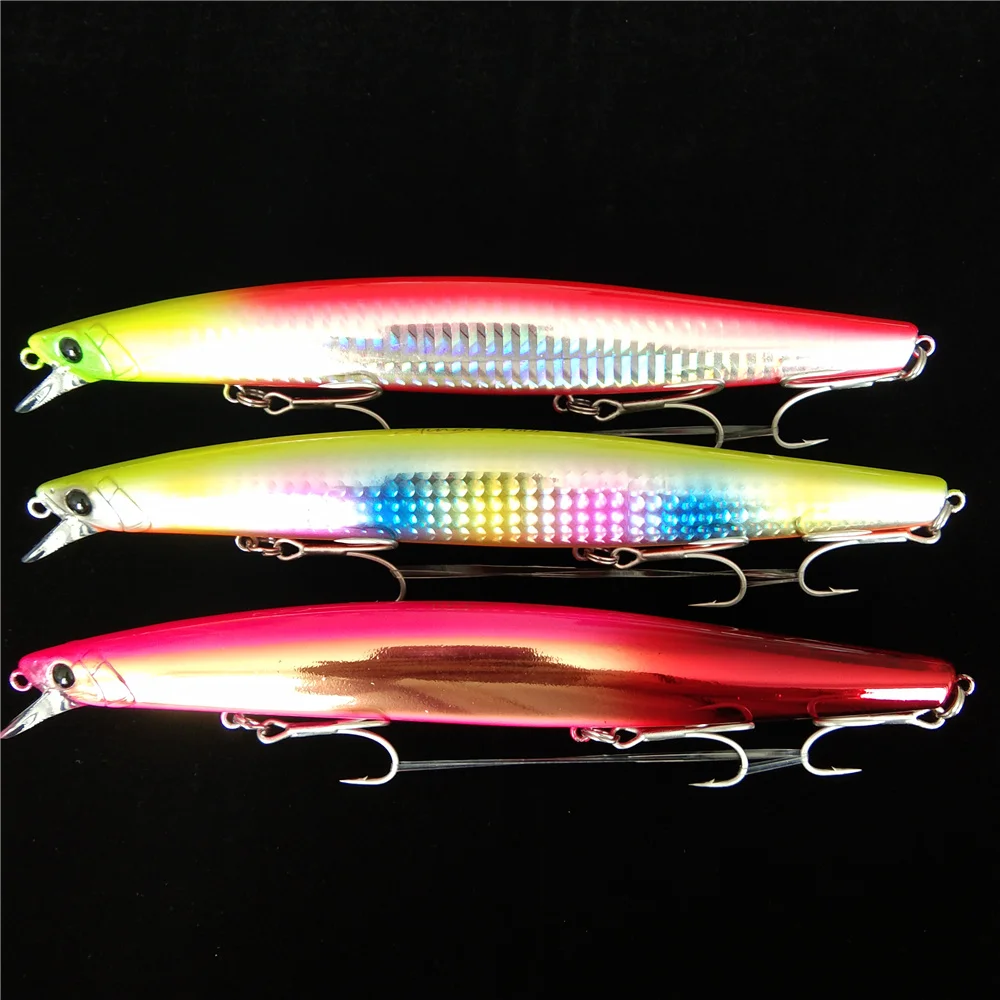 TSURINOYA 3PCS 163mm 31g Schwimmende Minnow STINGER 160F Salzwasser Angeln Köder Ultra-lange Casting Harte köder Große Köder