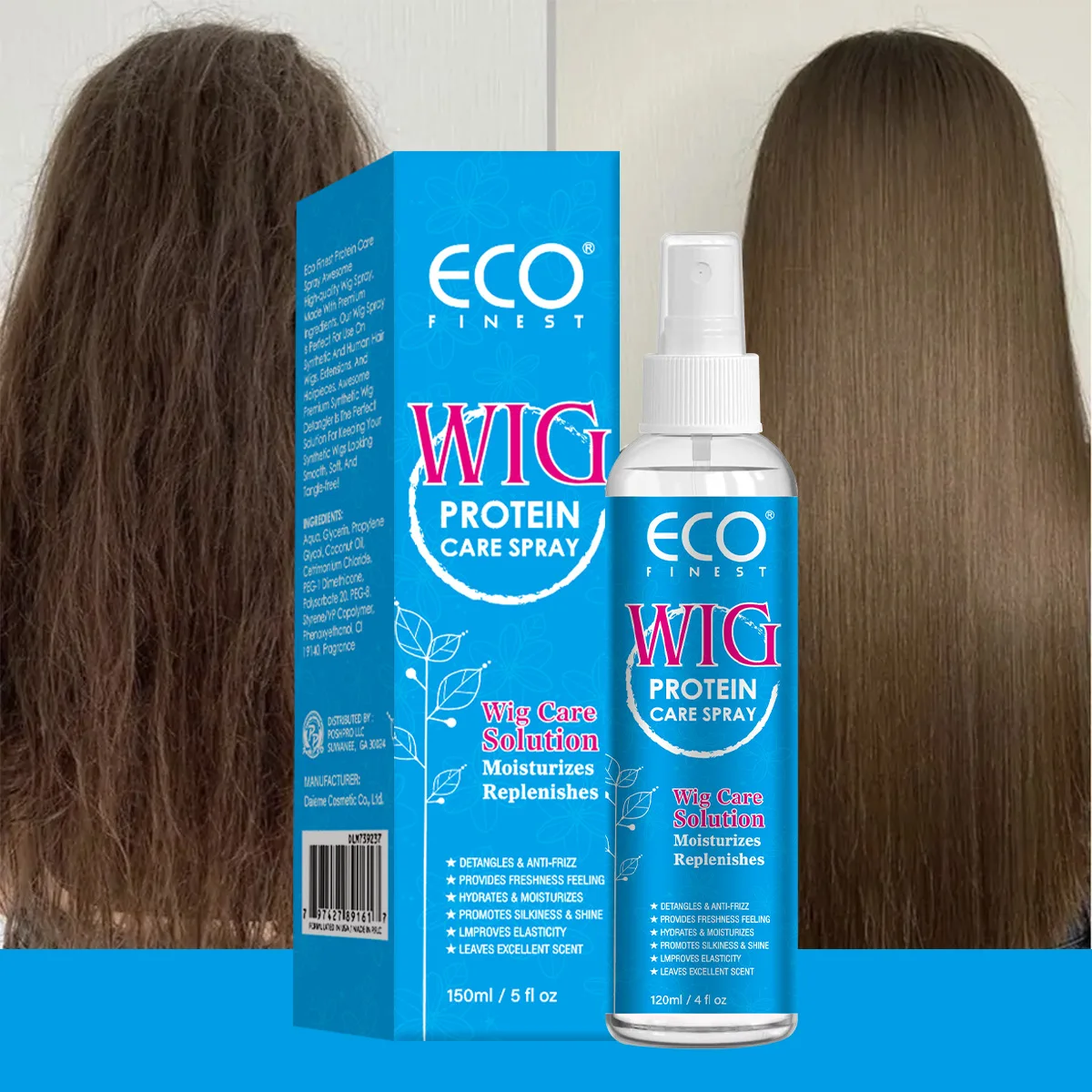 

Wig hair care spray for synthetic and natural wigs, smooth and frizz-resistant, cleanses and extends the life of wigs