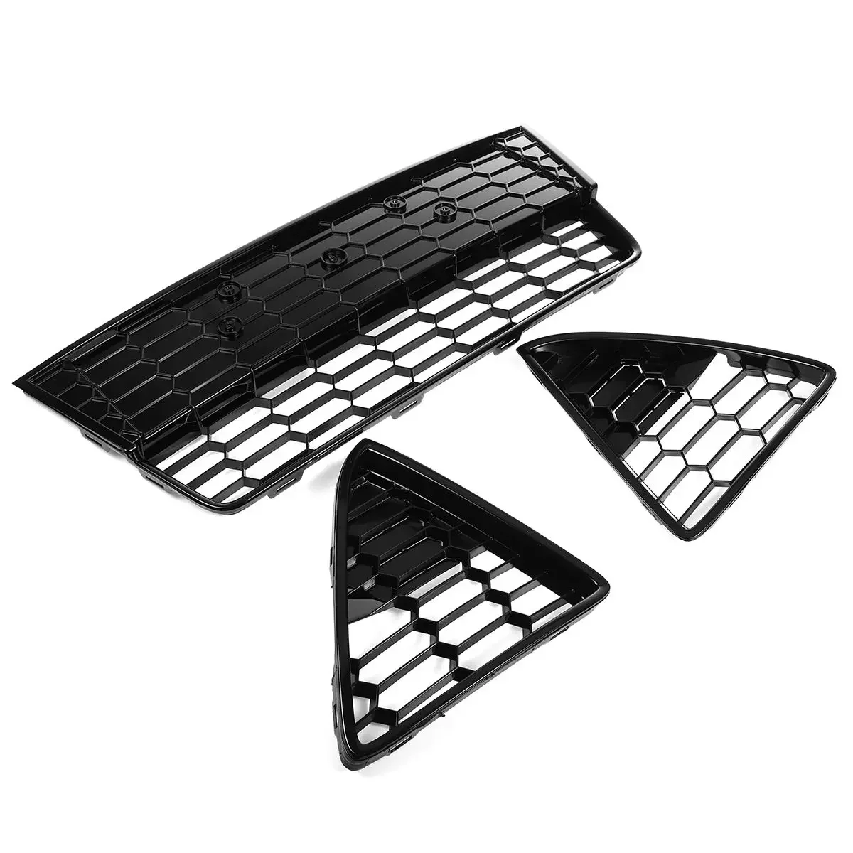 MK3 Honeycomb Mesh Grille Grill Car Front Bumper Grille Grill Cover+ Fog Light Lamp Grill Cover For Ford For Focus MK3 2012-2014