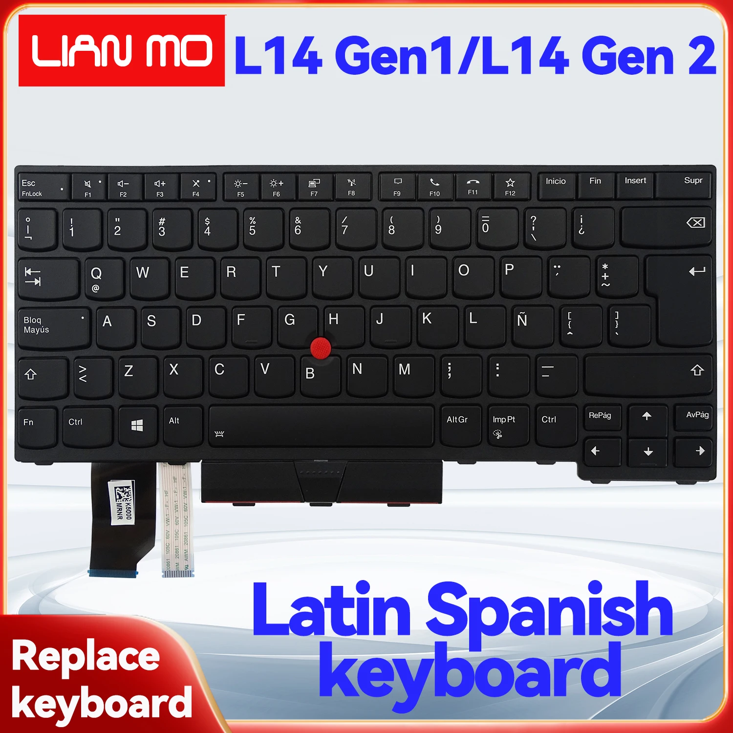 Latin Spanish Layout Suitable for Lenovo ThinkPad L14 Gen1 / L14 Gen2 Backlit Keyboard