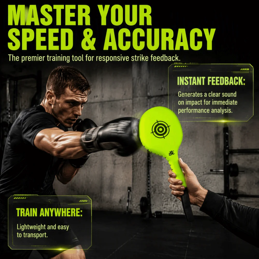 PU Outer Material Boxing Paddle Target Paddle Shape Fluorescent Green Color Boxing Strike Paddle With Hand Strap