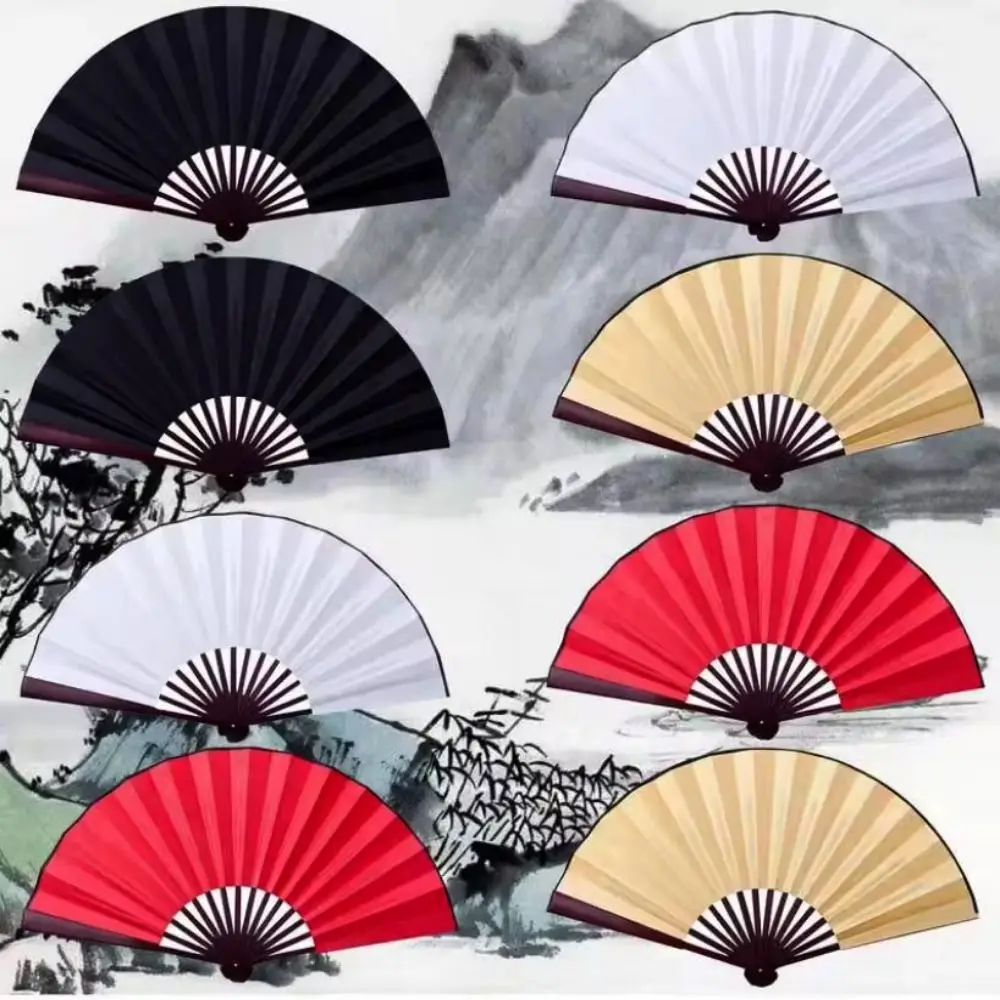 28cm Chinese Tai Chi Fan Plastic Bone DIY Yoga Kung Fu Fan Multicolors Chinoiserie Gift Dance Performance Fan