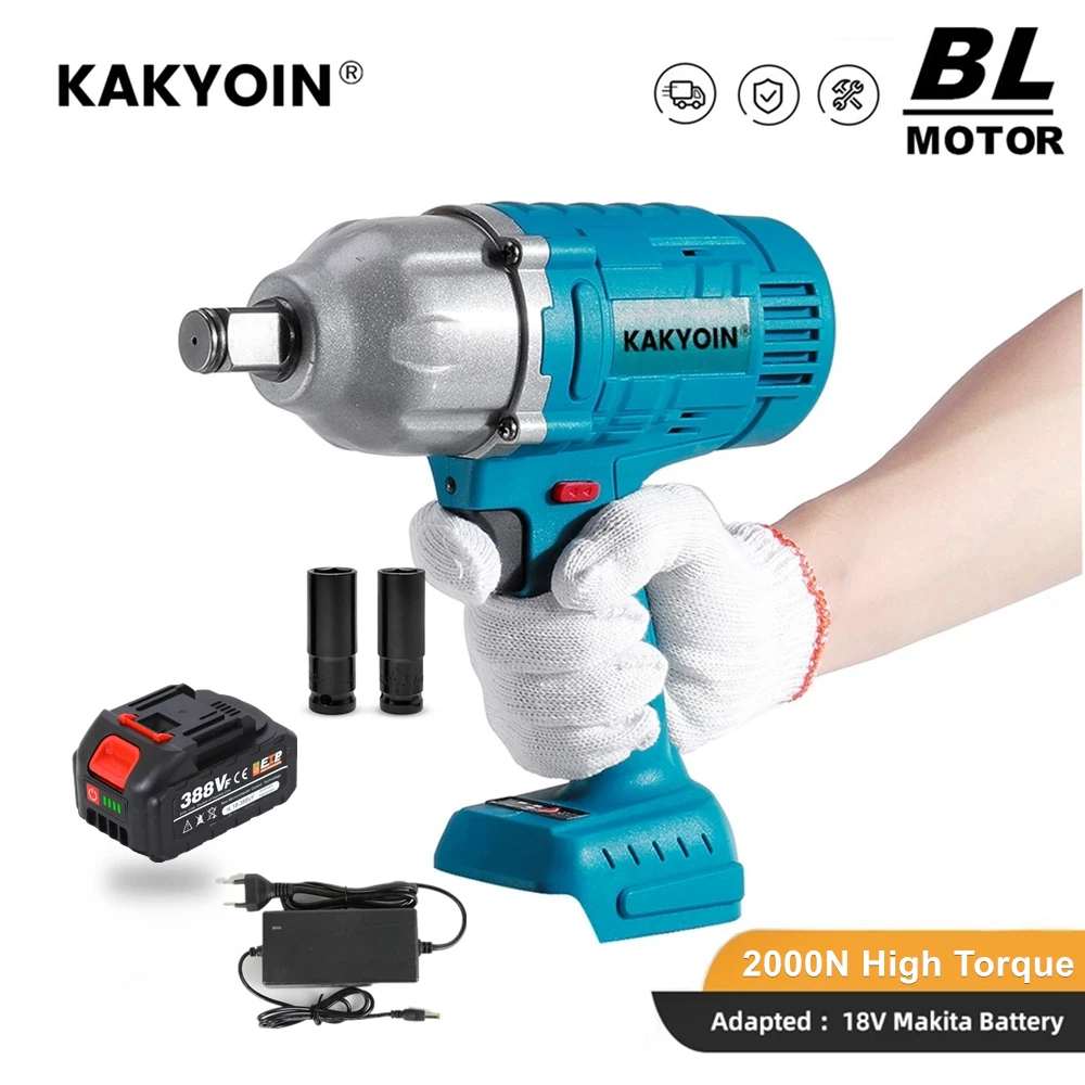 

2000N.M Brushless Electric Impact Wrench High Torque Cordless Car Wrench 3/4 inch Socket Tools LED light For Makita 18V Battery