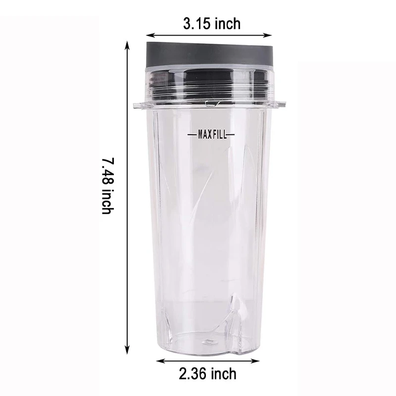 Single Cups With Lid , Replacement Parts Compatible For Nutri Ninja BL660 BL770 BL740 BL810 BL830 Professional Blender