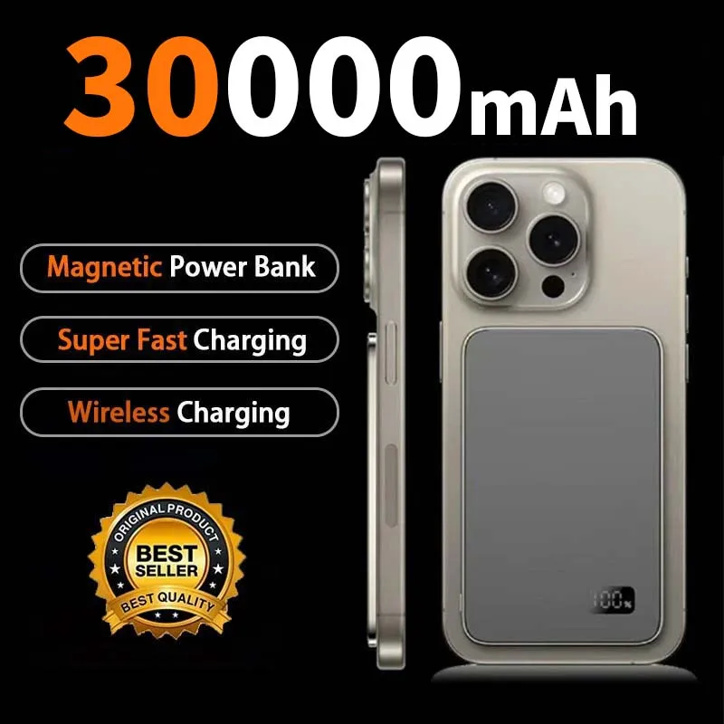 20000mAh Magnetic Powerbank External Spare Battery Portable Wireless Charger Fast Charging For IPhone Xiaomi Magsafes Power Bank