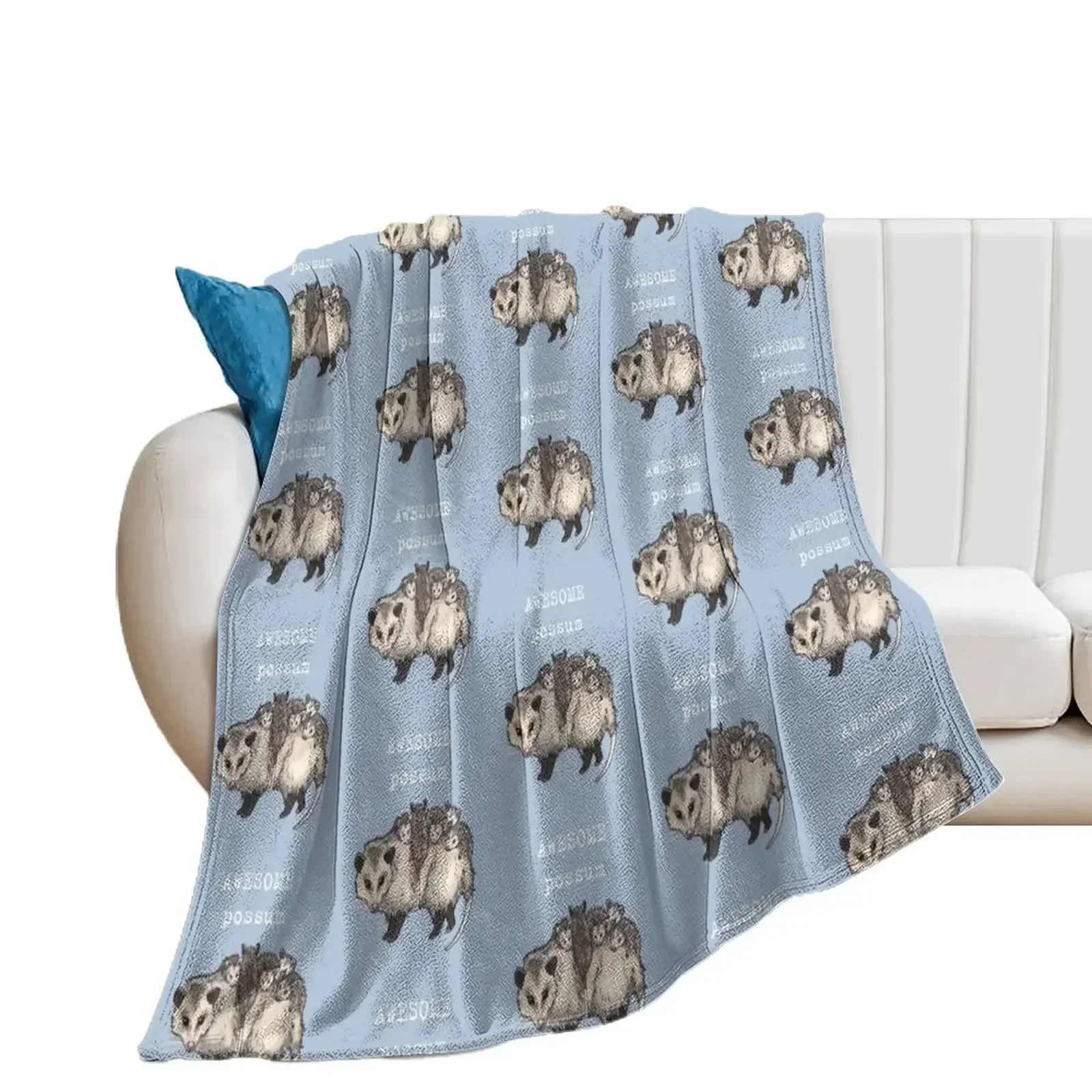 Possum - Animal series Throw Blanket Retros Plaid on the sofa Tourist Baby Blankets