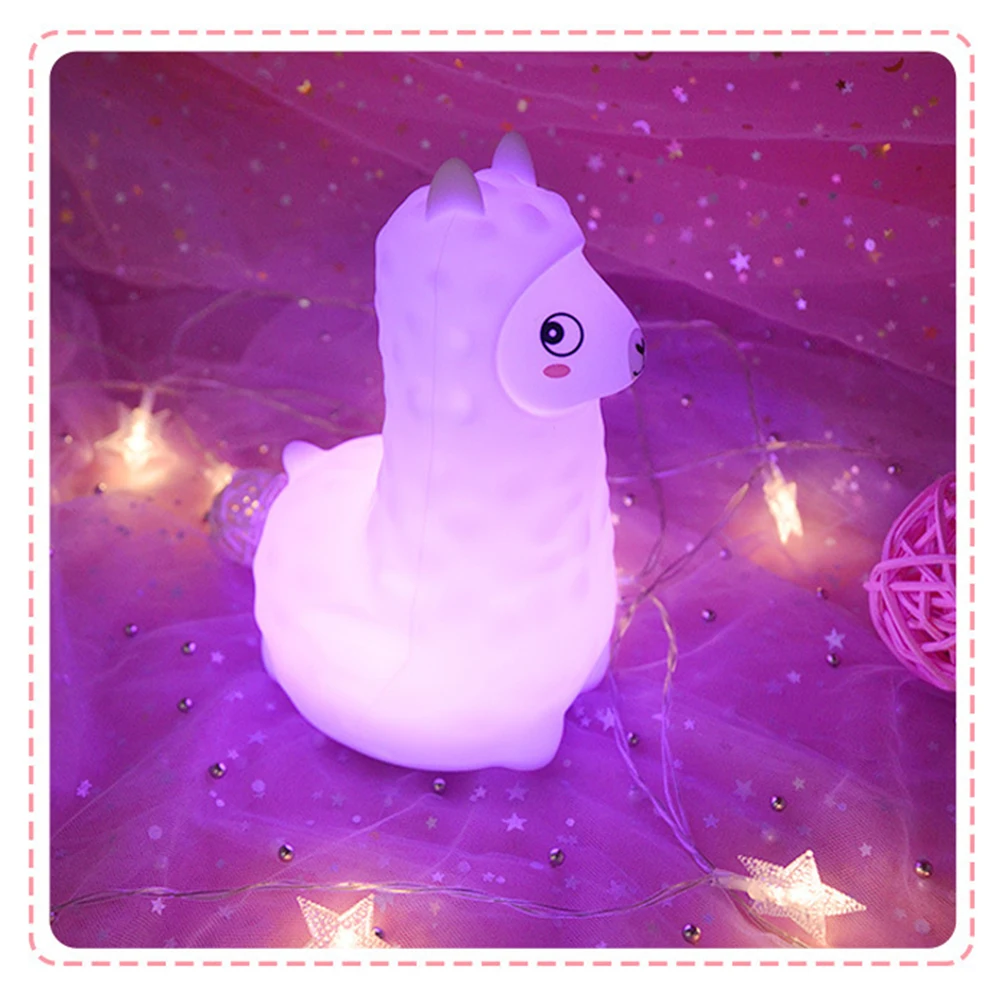 

Cartoon Alpaca Night Light Desktop Lamp For Children Room Decoration Soft Led Lighting Eye Protection Home Table