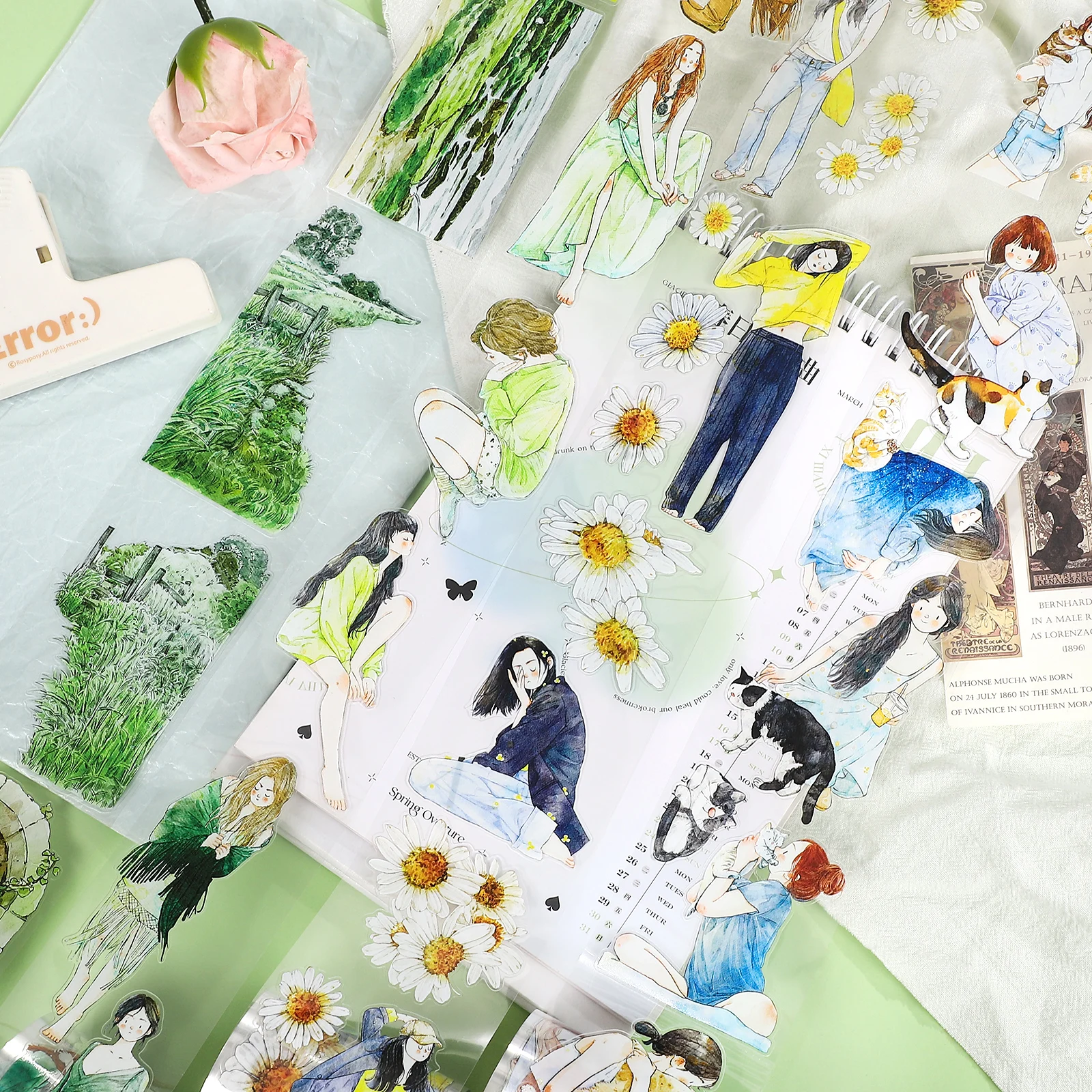 

1000cm Vintage Plant Flower Character Landscape PET Tape Creative DIY Journal Material Collage Scrapbook Stationery