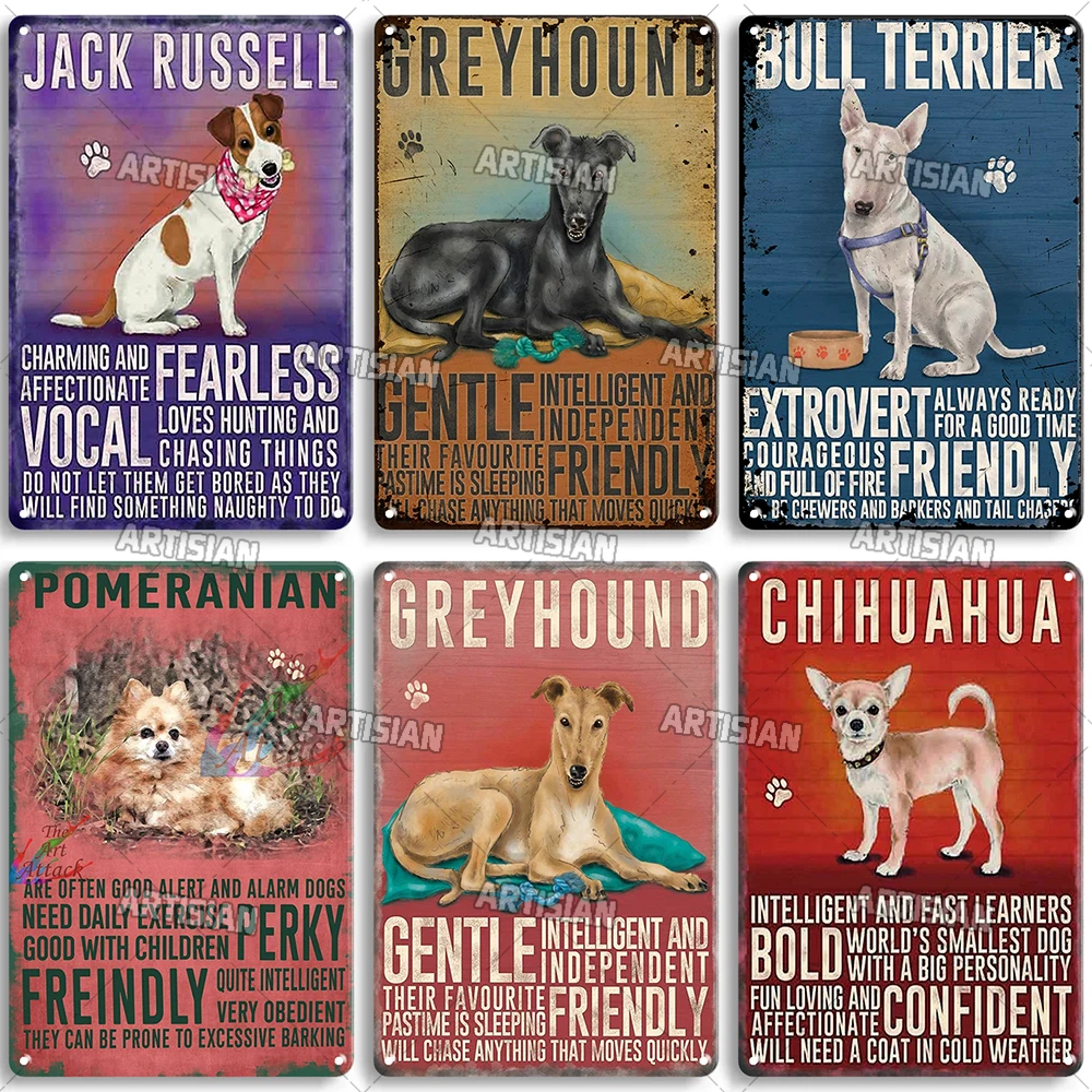Nostalgic Animal Metal Plate Vintage Dog Rules Wall Decorative Home Bar Cafe Metal Tin Sign Retro Metal Signs Industrial Decor