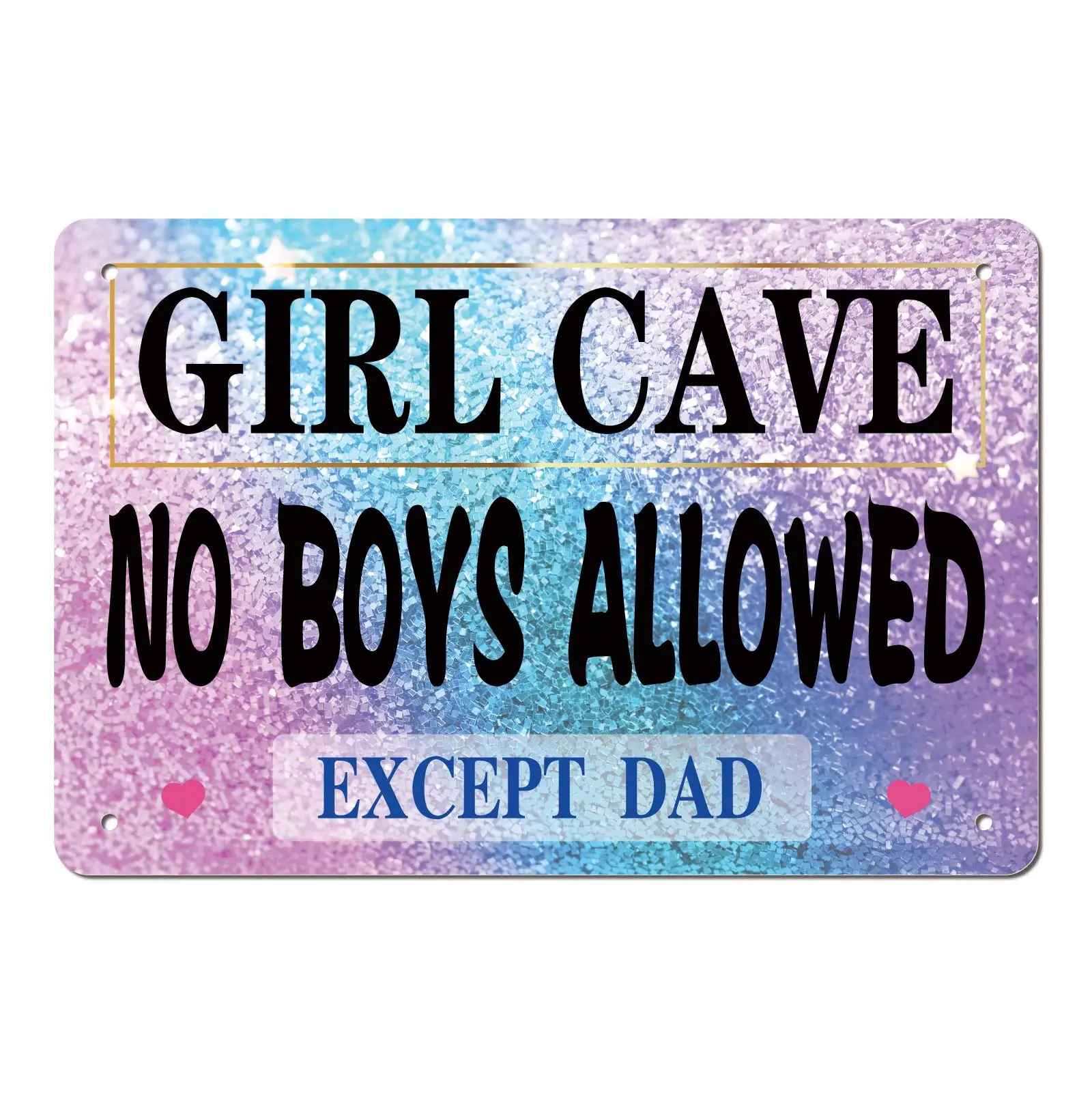 ManruleUS Room Decor for Teen Girls Aesthetic Metal Tin Sign Girl Cave No Boys Allowed 12x8 inches (Girl Cave 3)