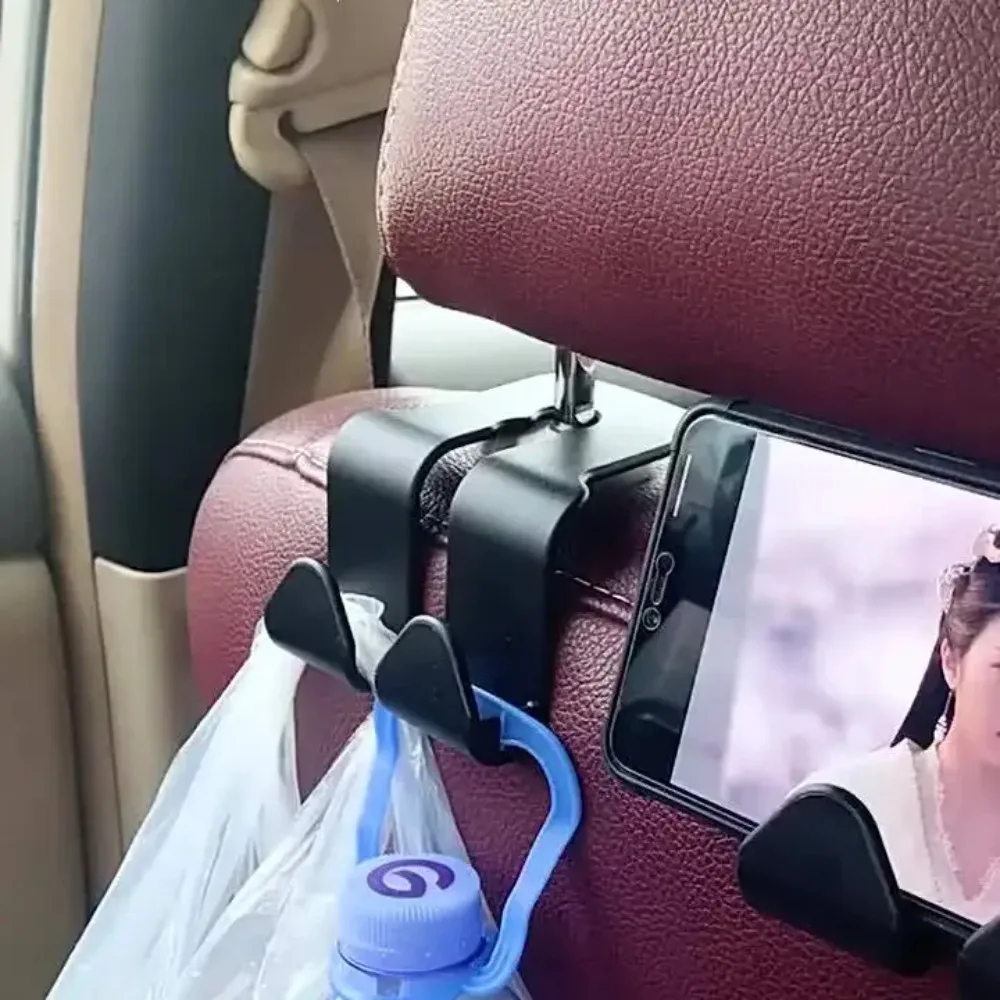 1/2PCS Gancio per poggiatesta per seggiolino auto Confezione da 4 ganci Organizzatore di stoccaggio universale per borsa Borsa Cappotto adatto per auto universale per veicoli Nero