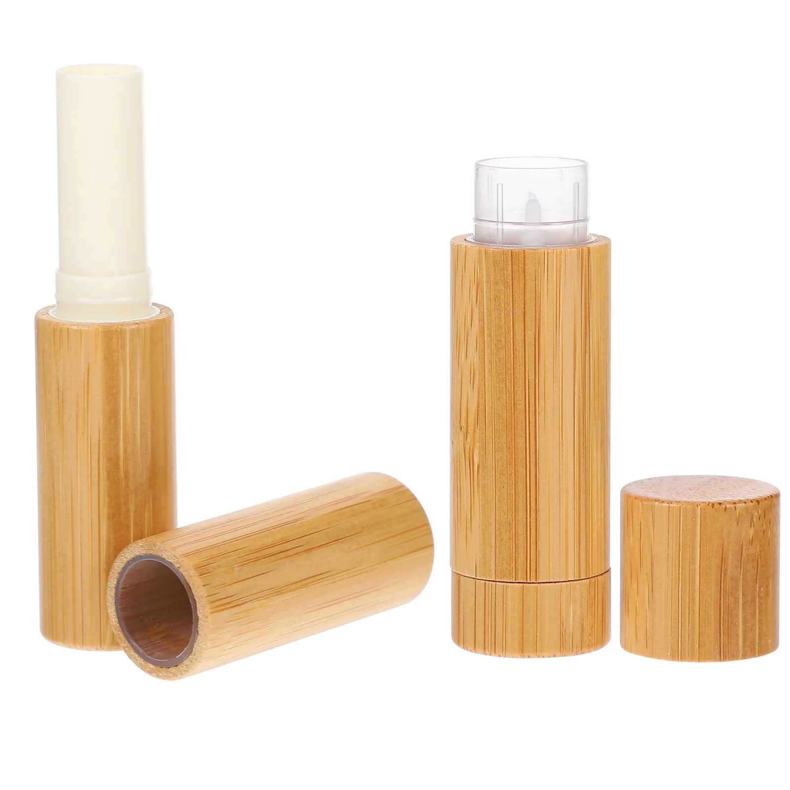 4 Pezzi Contenitori Vuoti in Bambù Ecologico per Rossetti, Tubetti per Prodotti Labbra Fai-da-te, Balsamo, Cera, Custodia da Viaggio Leggera
