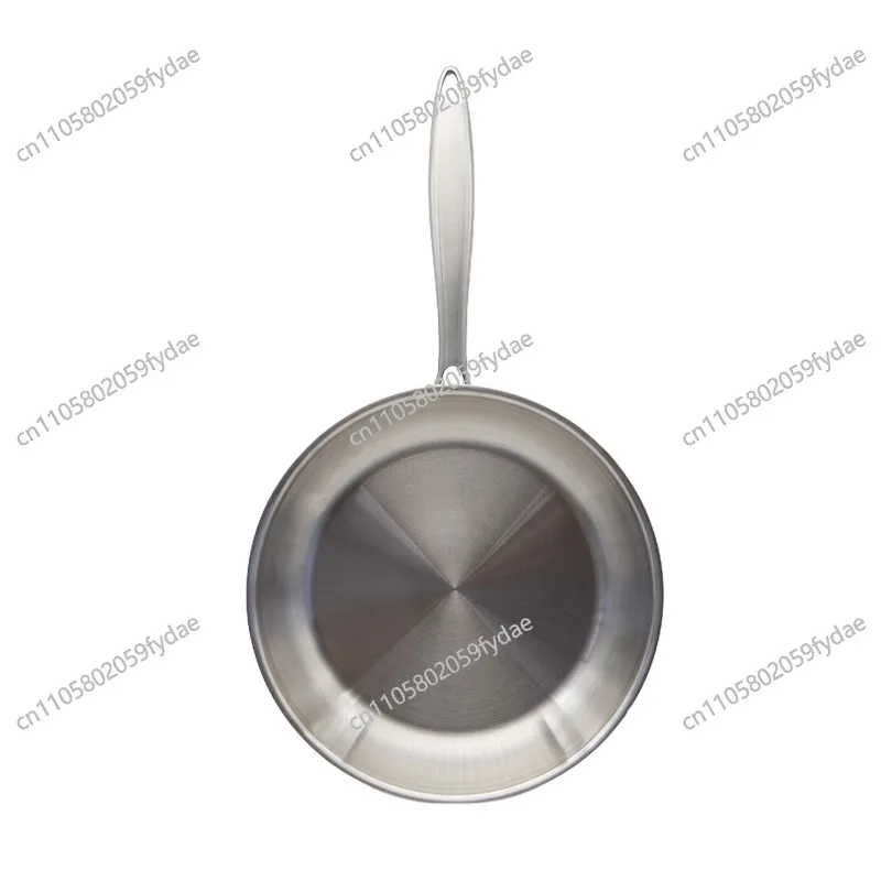 Single Handle Stainless Steel Wok Uncoated Flat Omelette Pancake Pot Household