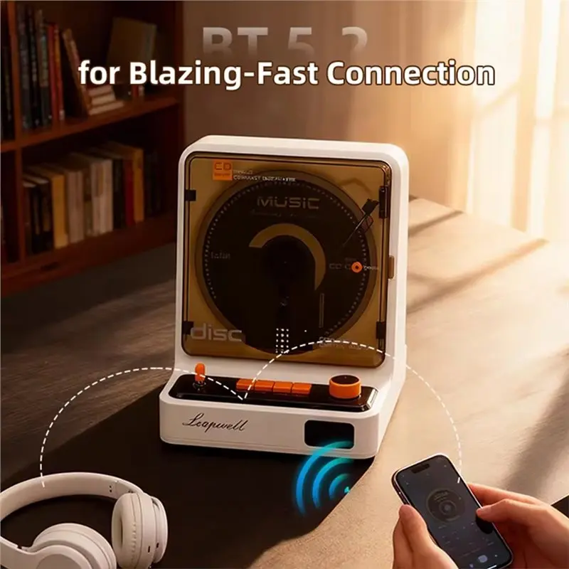 AS95-Multifunctional Album Cd Player Hifi Speaker Bluetooth Wireless Portable Camping Retro Disc Music Machine
