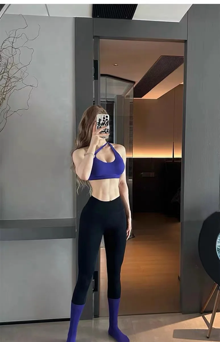 Hochgeschnittene Leggings Kompressions-Fitnesshose für Damen, pfirsichfarben, hüfthebend, eng anliegend, dehnbar, für Laufen, Yoga, Outdoor-Aktivitäten – Detail 2
