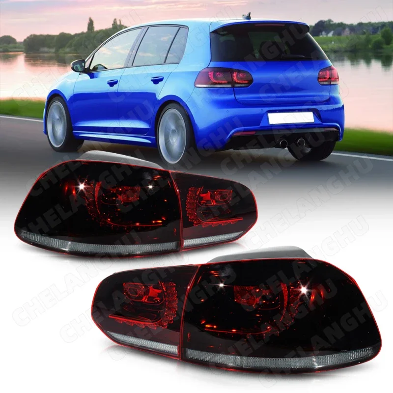 

1Set Car Tail Light Assembly For VW Golf6 Mk6 R20 2008 2009 2010 2012 2013 Flowing Water Turning Signal Taillight Dark Red