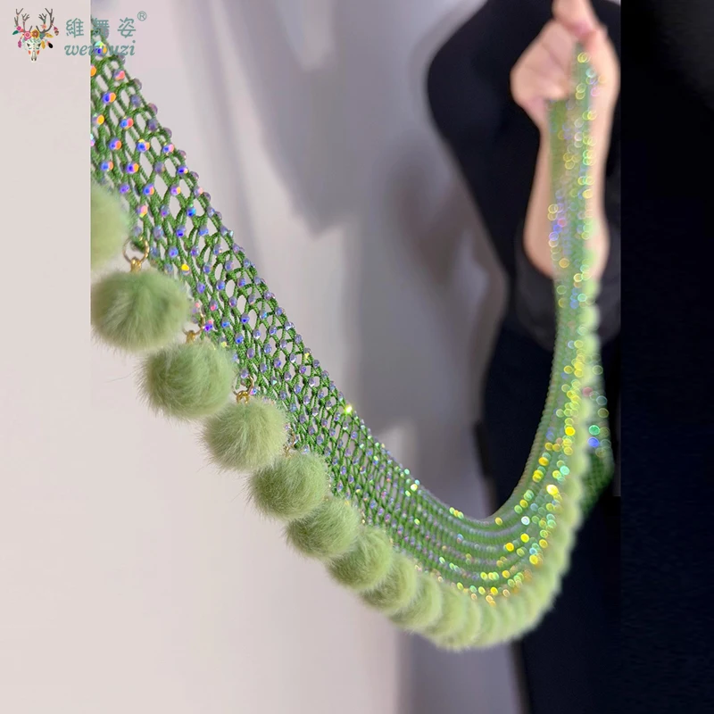 ملحقات سلسلة الخصر لأداء الرقص الشرقي، حزام الماس الشبكي المزخرف لأحزمة مسابقة الرقص الشرقي للنساء البالغات #3