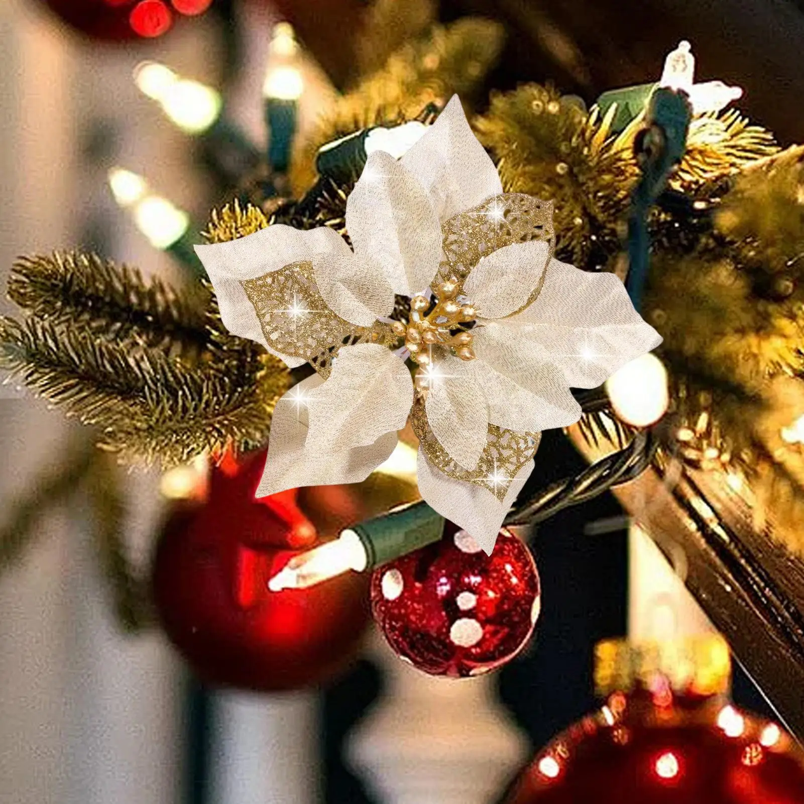 結婚式の造花花クリスマスツリーオーナメントクリスマスツリーリースガーランド装飾ホームホリデーシーズン用