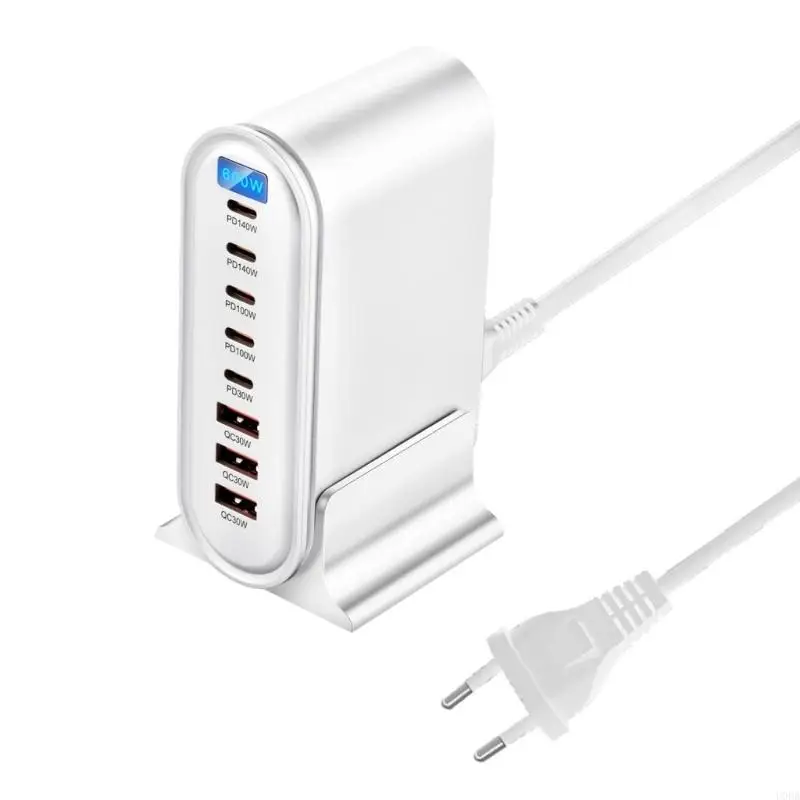 

600 Вт Multiports USB C Desktop USB -зарядное устройство с технологией быстрого зарядки для домашнего офиса. Адаптер