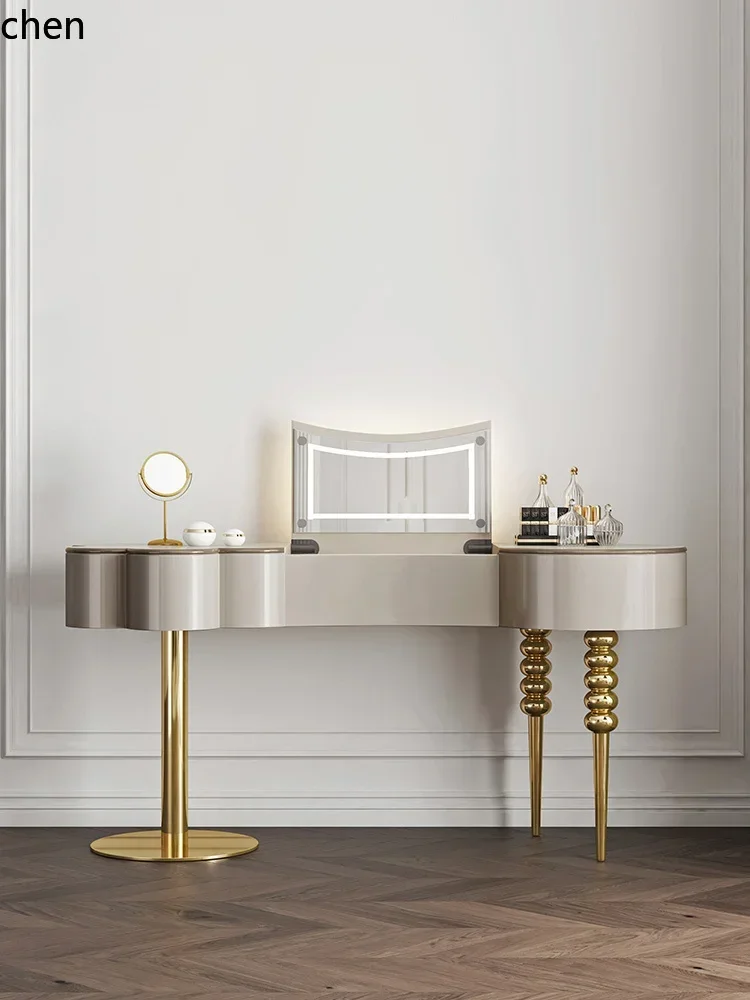 y8- dresser bedroom modern minimalist Internet celebrity premium clamshell dressing table cream style