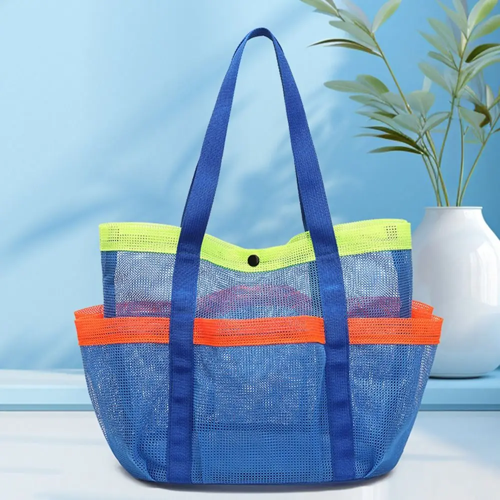 Breathable Mesh Beach Storage Bag Foldable Light Weight Sand Toys Collector Quick Dry Portable Mesh Toiletry Bag Swimming Pool