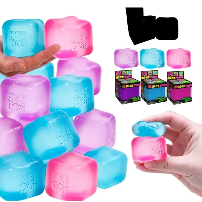 Nee doh Nice Cube Brinquedo Sensorial de Apertar para Alívio do Estresse, Brinquedo de Dedo para Apertar, Brinquedos Blind Box para Adultos
