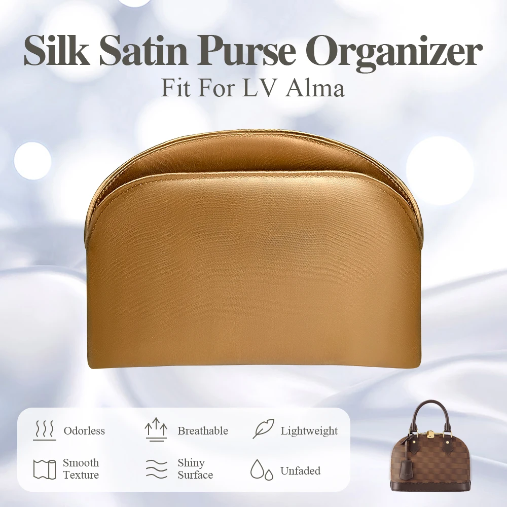 

Silk Satin Purse Organizer Insert Fit for LV Alma Shell Bag Inside Bag Storage Smooth Bag Organizer Insert Liner Bag In Bag