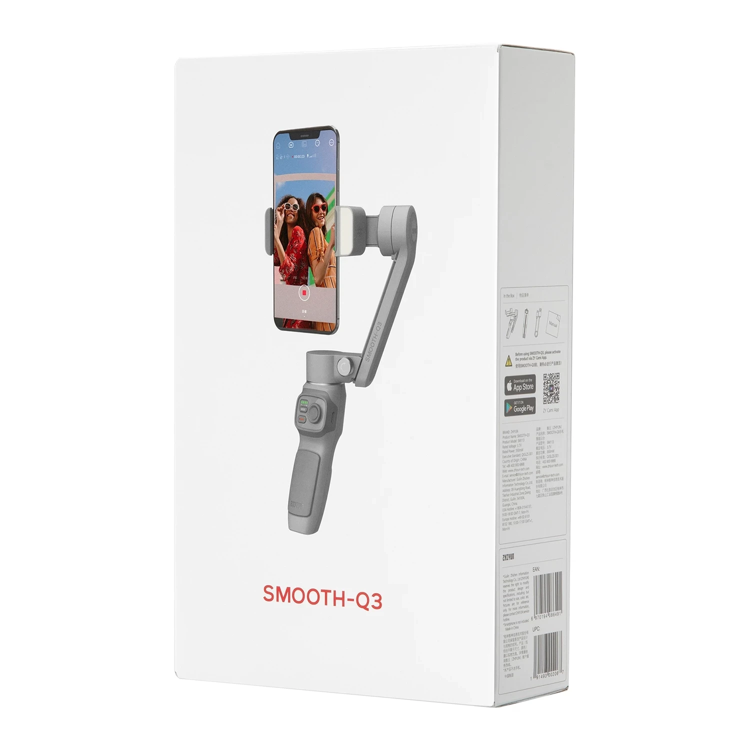 Zhiyun Smooth Q3 Smartphones Gimbal 3-Axis Handheld Stabilizers for Smartphones Action Camera