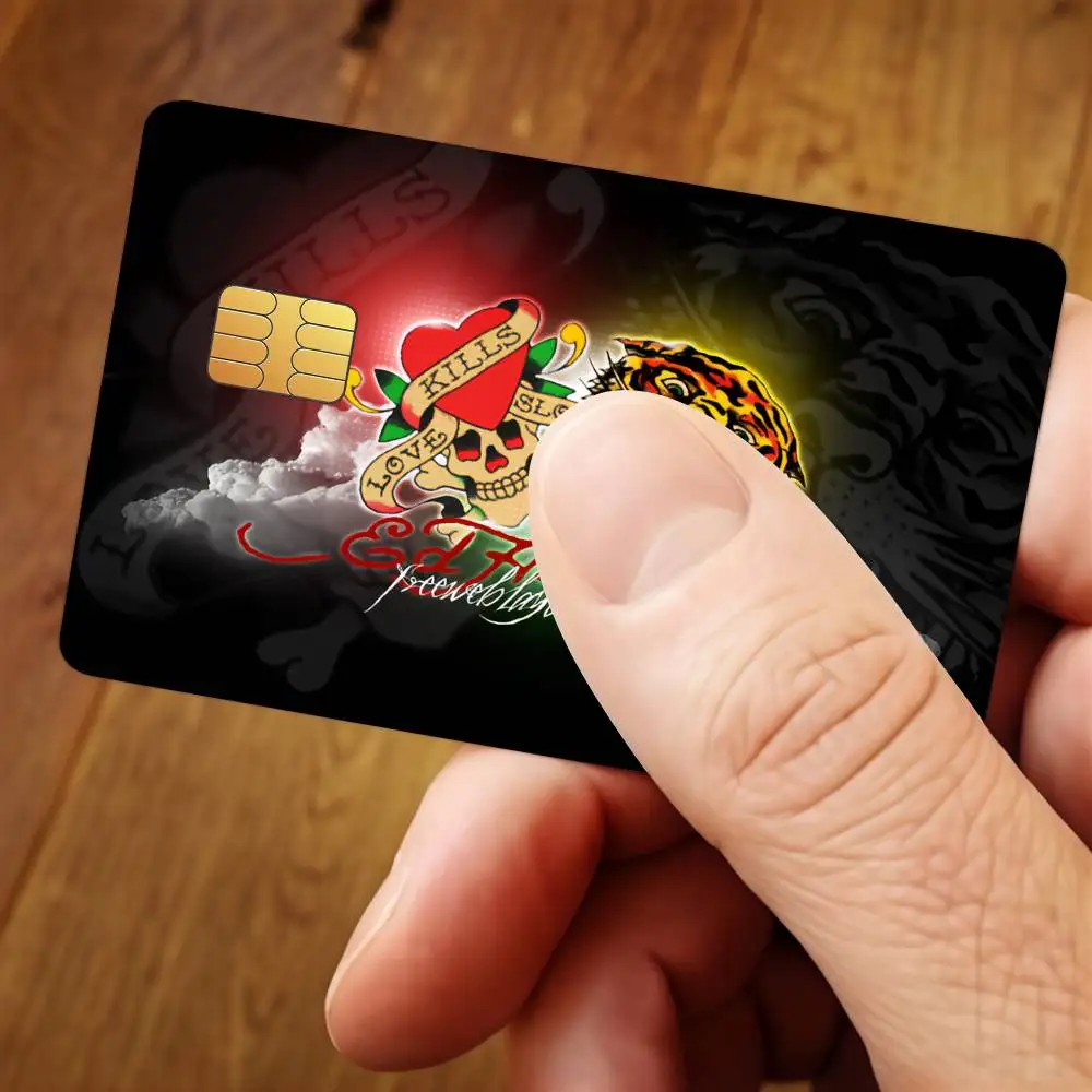 Fashion E-Ed H-Hardy-Y Credit Card Stickers For Bank Card Bus Metro Cards Waterproof Anti-Scratch Gift 4PCS