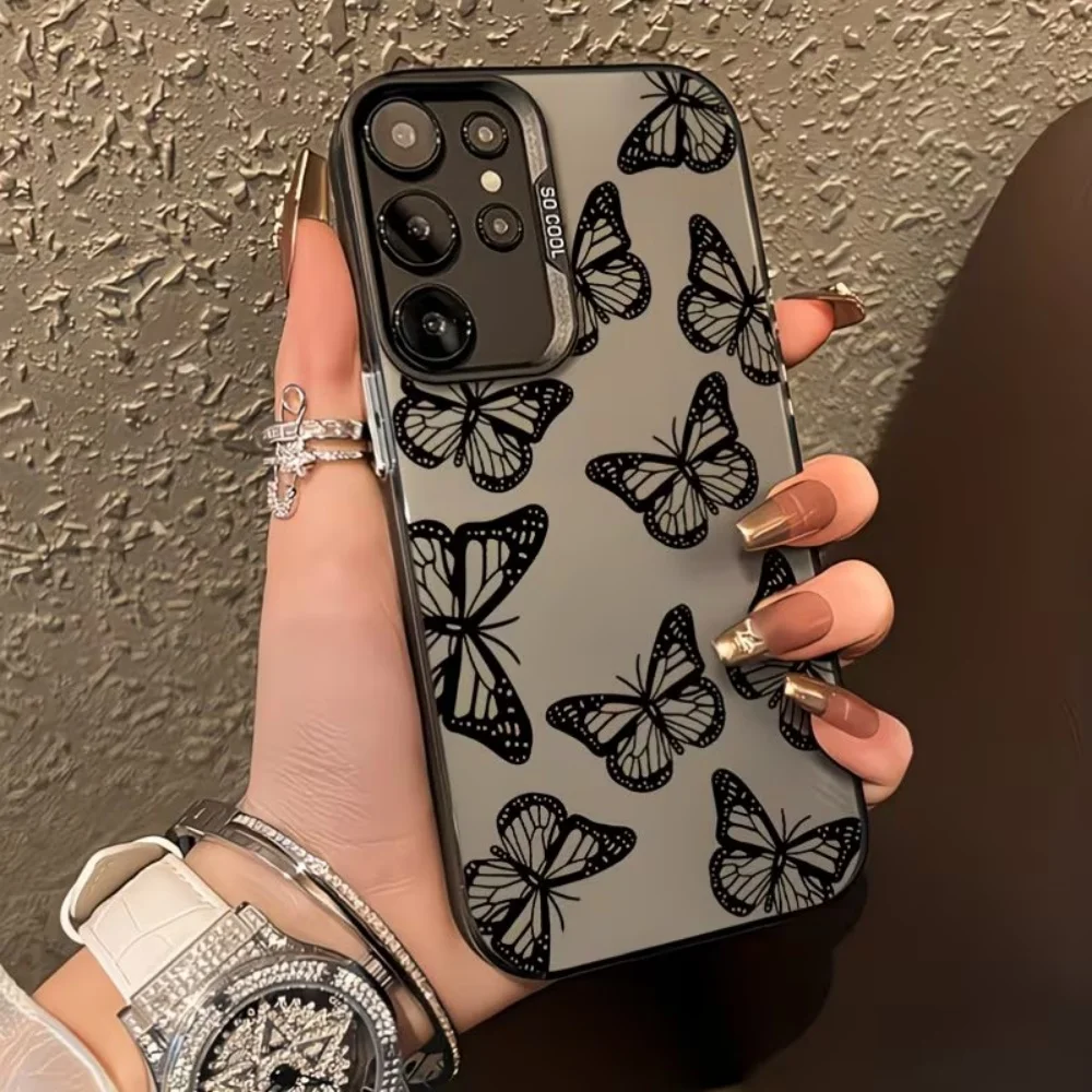 Black Butterfly IMD Printing Phone Case For Samsung Galaxy S26 S25 S24 S23 S22 S21 S20 Ultra Plus Edge FE 2022 5G Protect Cover
