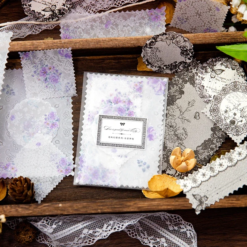 20Sheets Flower Island Fantasy Series Supplies Pack Vintage Journal Base Collage Supplies 6 Styles Cute Decoration