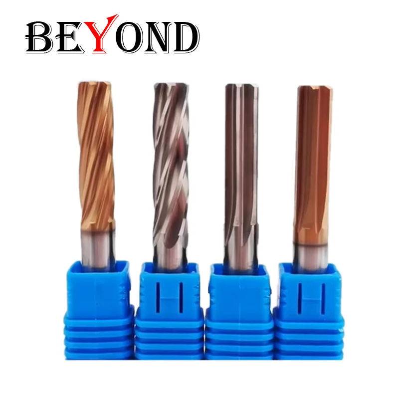 BEYOND 초경 척 리머 코팅 HRC55 H7 나선형 또는 스트레이트 플루트 리머 텅스텐 강 CNC 커터 2mm 3mm 4mm 6mm 4 6F